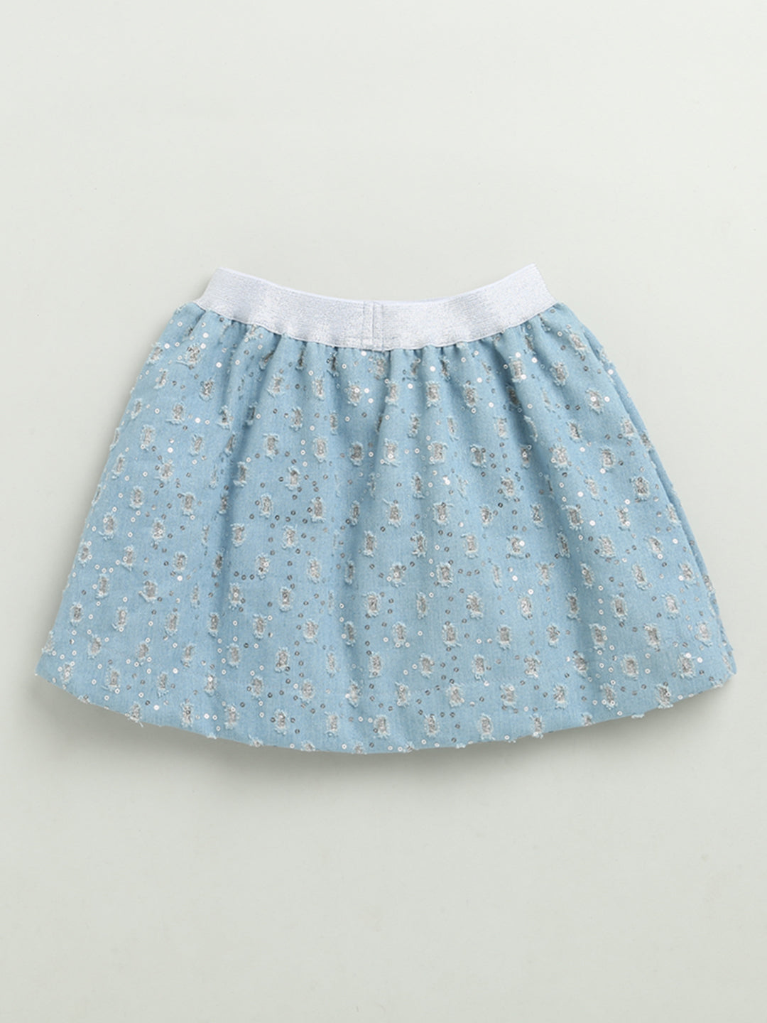 Black Short Sleeve Snacks Tastic Fun Embellished Cotton T-shirt & Blue Embellished Denim Skirt Co-ord Set