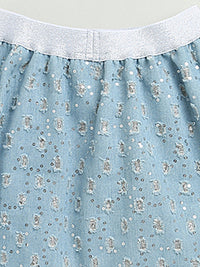 Black Short Sleeve Snacks Tastic Fun Embellished Cotton T-shirt & Blue Embellished Denim Skirt Co-ord Set