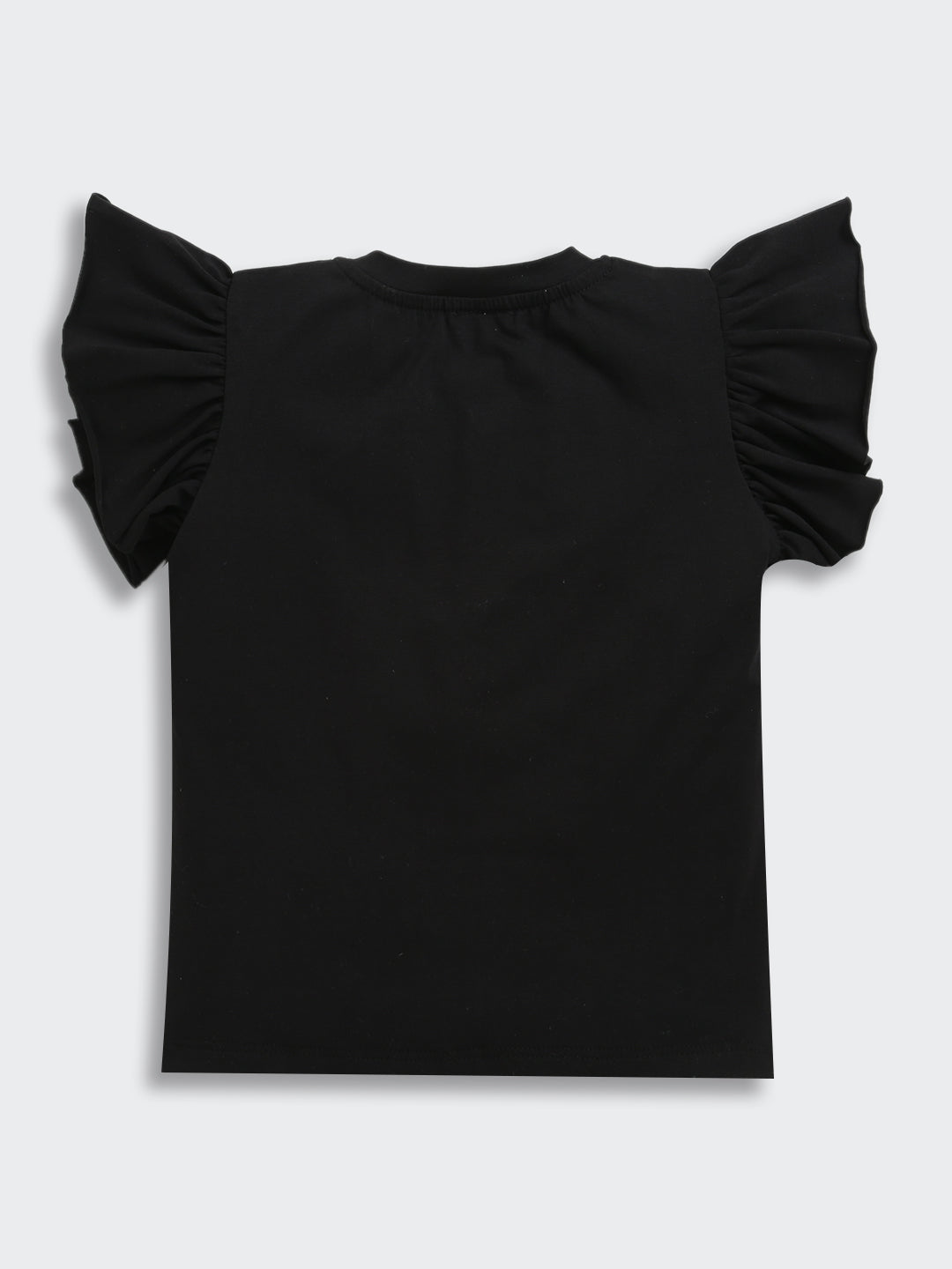 Black Short Sleeve Snacks Tastic Fun Embellished Cotton T-shirt & Blue Embellished Denim Skirt Co-ord Set