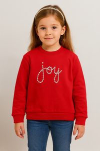 Kids Limited Edition Hand Embroidery Joy Unisex Red Sweatshirt