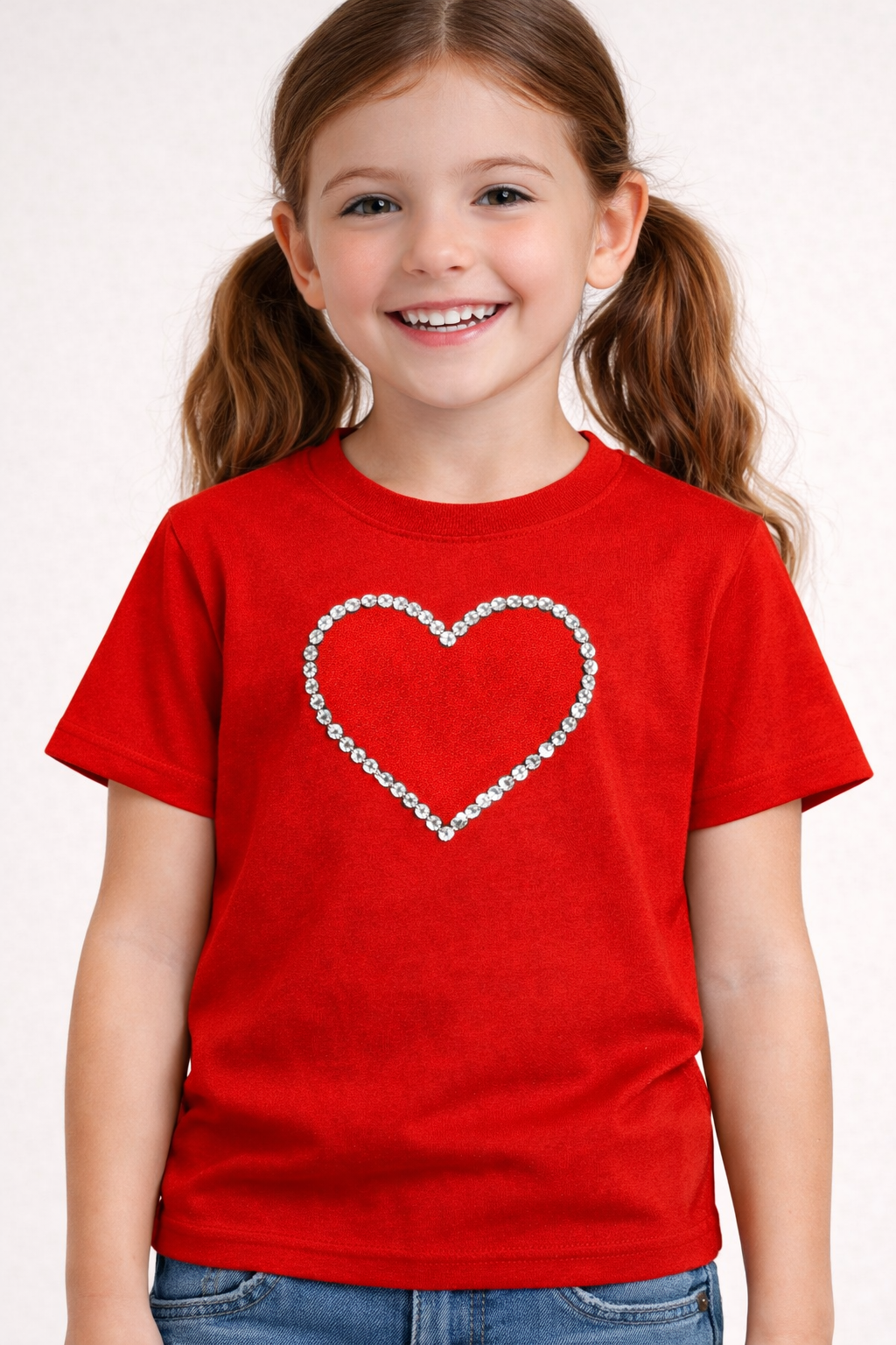 RED PREMIUM T-SHIRT WITH HEART HAND EMBROIDERY