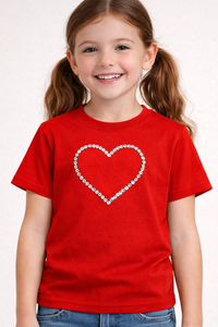 RED PREMIUM T-SHIRT WITH HEART HAND EMBROIDERY