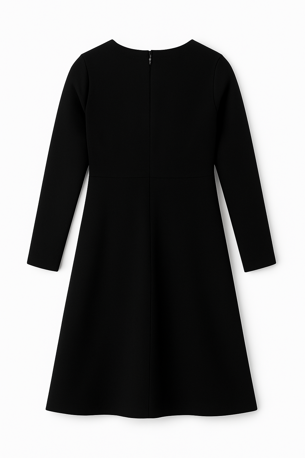 Black Full Sleeves Dress With Big White Accent Flower