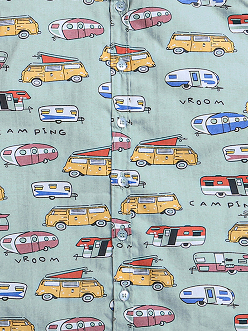 Green All Over Graphics Print Boys Shirt