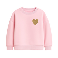 Cute Gold Heart Pink Cotton Knitted Sweatshirt