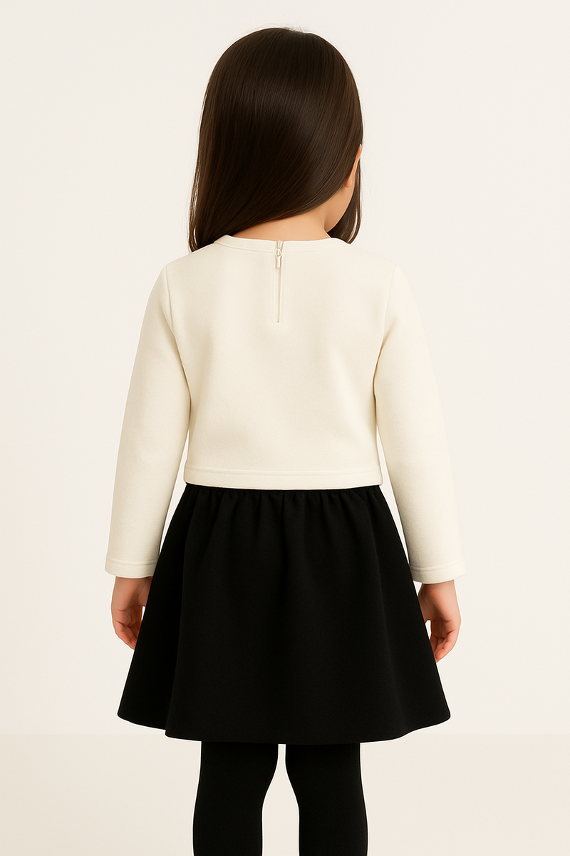 Girls  Elegant Big Flower Top & Skirt Co-Ord Set