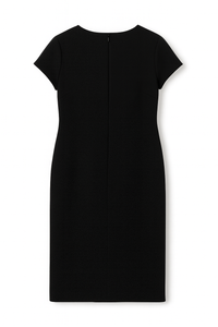 Girls Black Elegant Midi Dress With Big White Accent Flower