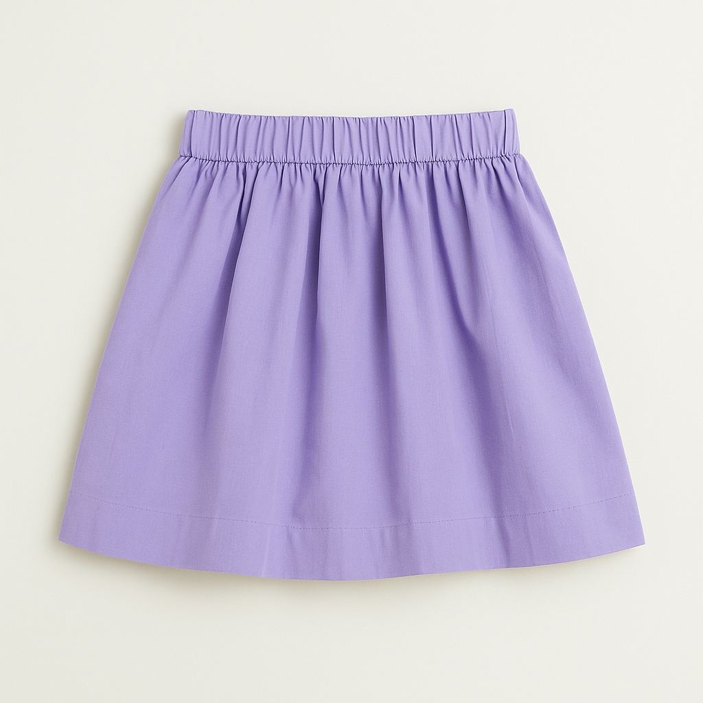 Lilac Flared Cotton Embellished Sequinned Flower Skirt