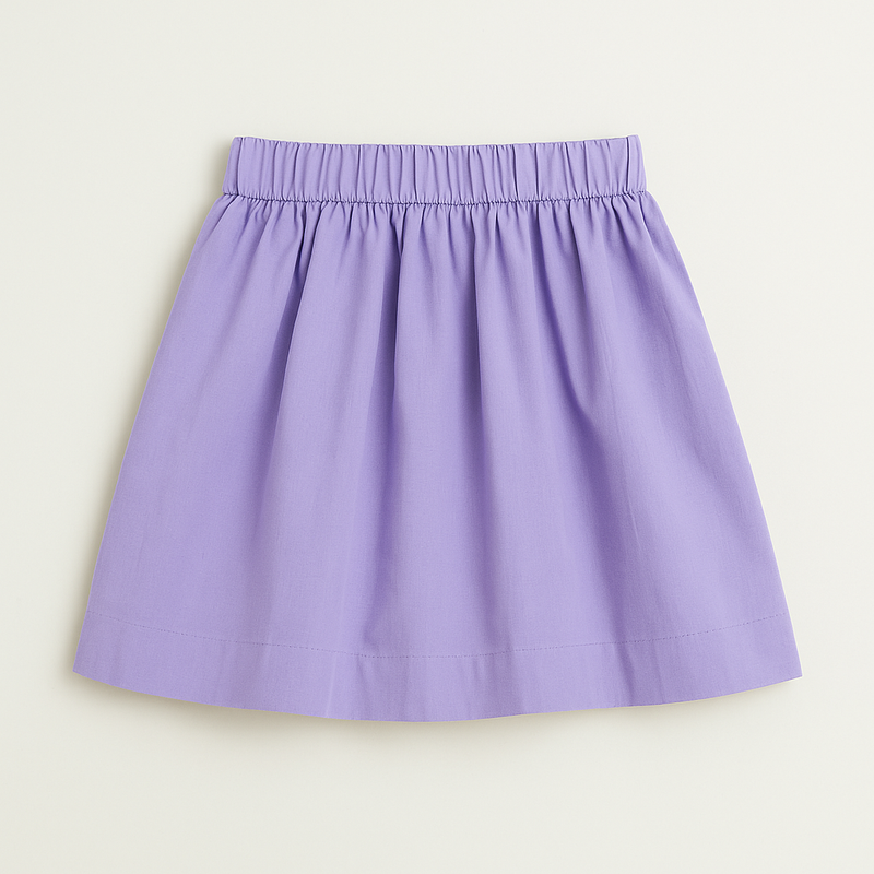 Lilac Flared Cotton Embellished Sequinned Flower Skirt