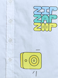 White Full Sleeve Brand Logo Printed Pure Cotton Shirt