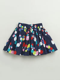 HOLI PICHKARI PRINT T-SHIRT WITH BLUE SKIRT FOR GIRLS