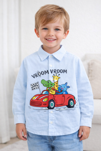 BOYS ANIMAL POPPING OUT IN CAR VROOM SHIRT