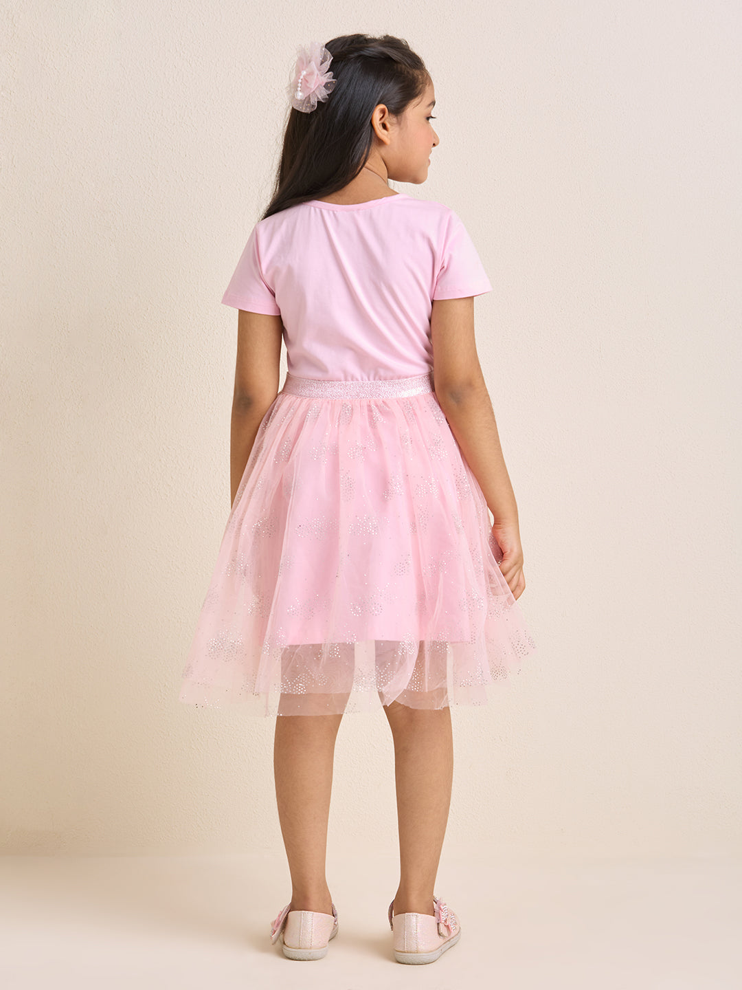 ZIP ZAP ZOOP Girls Dress Pink "Grateful" Pearl Embroidery Half Sleeve Dress