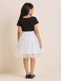 ZIP ZAP ZOOP Girls Dress Black & White "Grateful" Pearl Embroidery Half Sleeve Dress