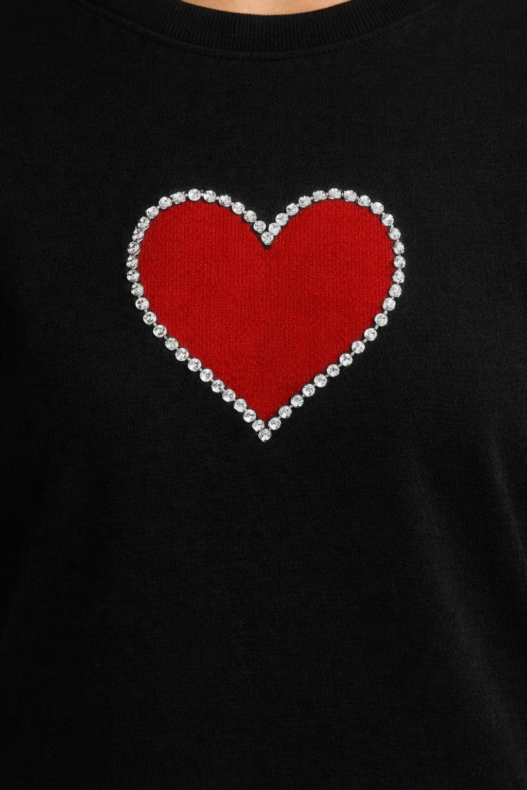 PREMIUM BLACK T-SHIRT WITH RED HEART HAND EMBROIDERY