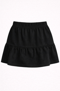 BLACK SKIRT WITH RED  HEART EMBROIDERY