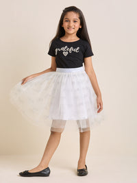 ZIP ZAP ZOOP Girls Dress Black & White "Grateful" Pearl Embroidery Half Sleeve Dress