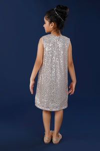 Golden Sequinned Elegant Girls Party Dress