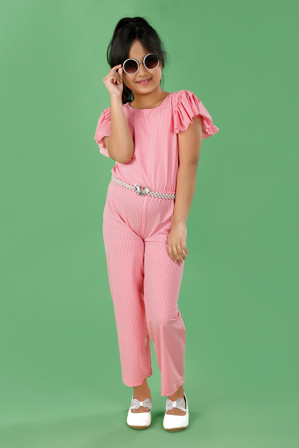 Pink & White Stripes Stretch Jumpsuit