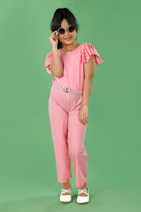 Pink & White Stripes Stretch Jumpsuit