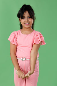 Pink & White Stripes Stretch Jumpsuit