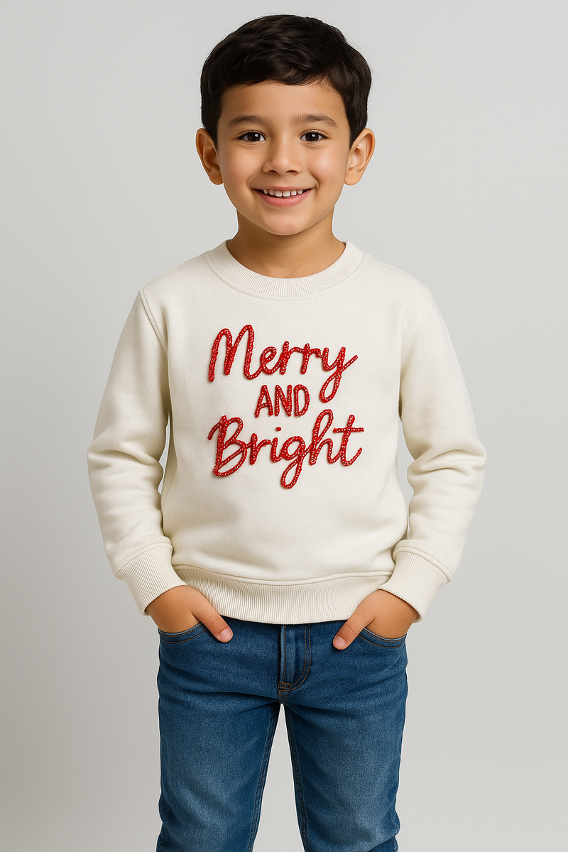Christmas Merry & Bright Hand Embroidered Sweatshirt
