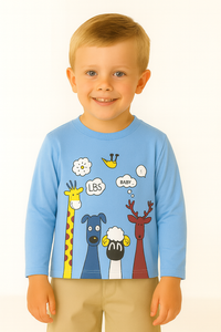 Boys 4 Animals Blue Full Sleeves T-Shirt