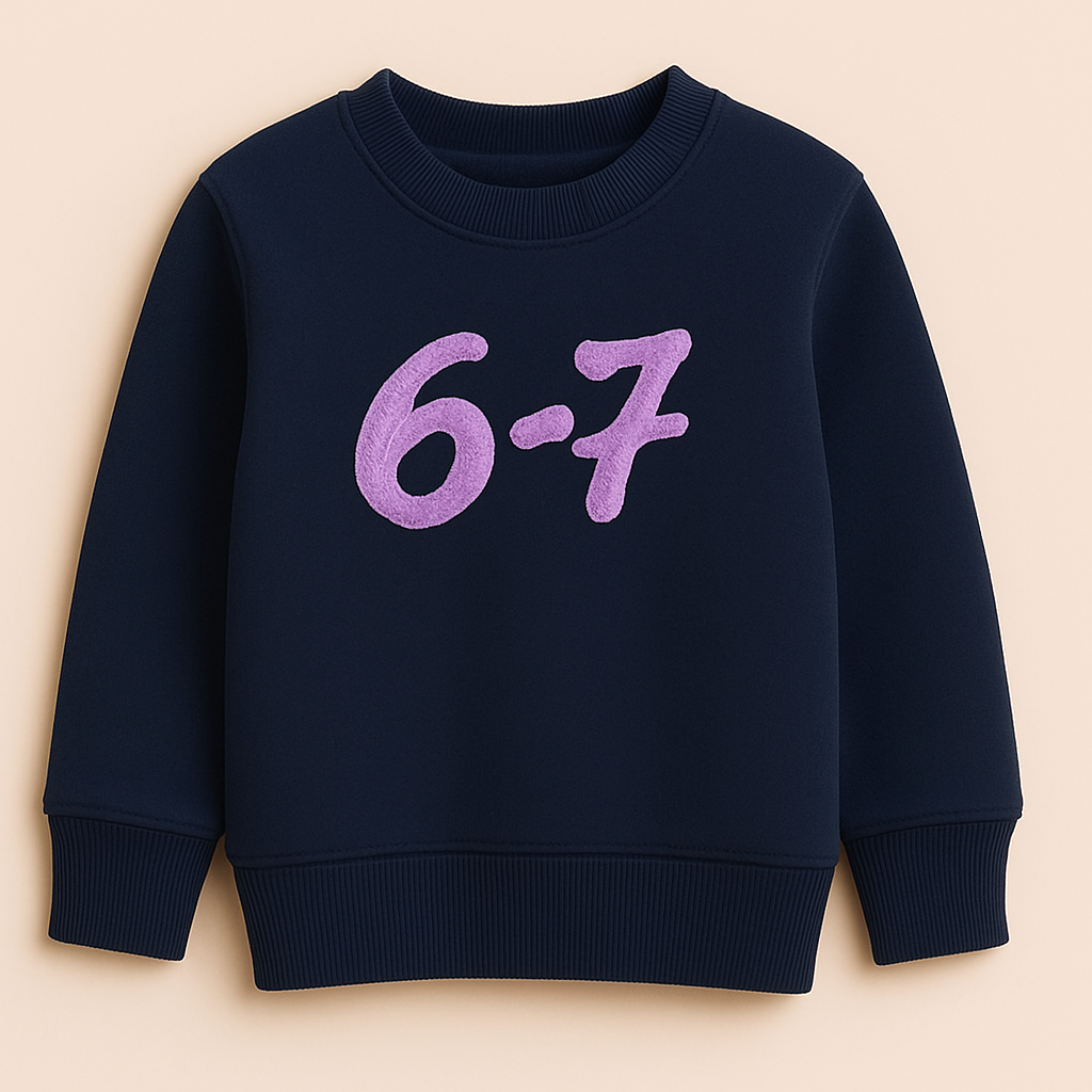 Navy Blue Sweatshirt With 6-7 GenZ Word