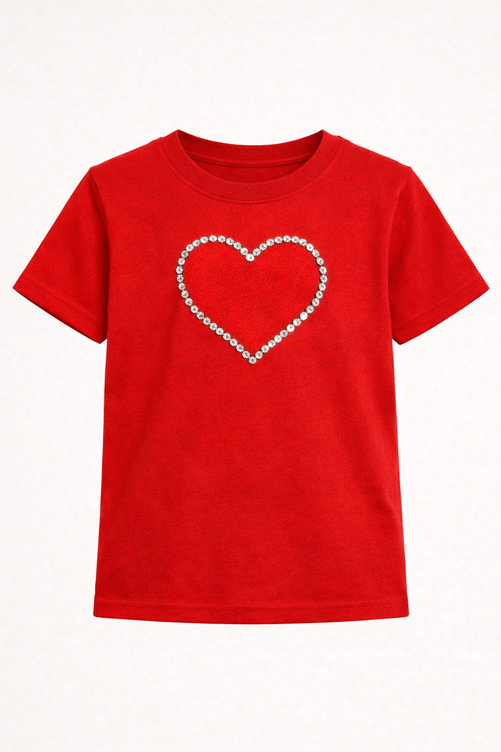 RED HEART T-SHIRT WITH HAND EMBROIDERY WITH WHITE SKIRT CO-ORD SET