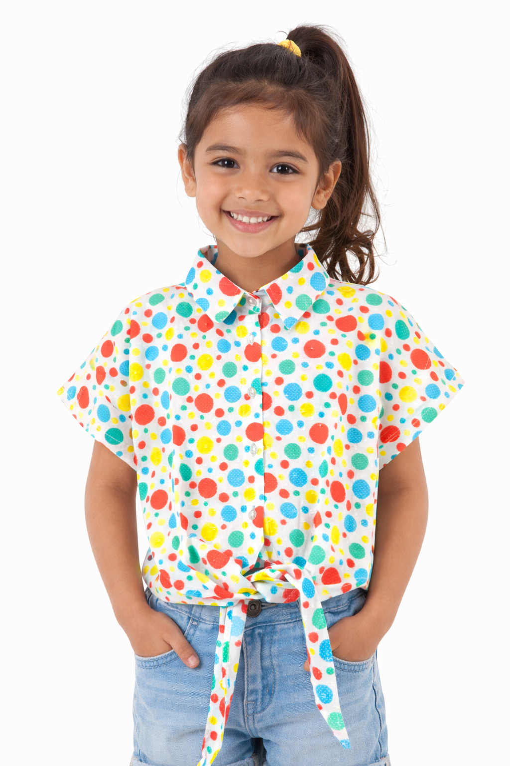 GIRLS BIG POLKA TOP TIE TOP SHIRT