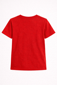 RED PREMIUM T-SHIRT WITH HEART HAND EMBROIDERY