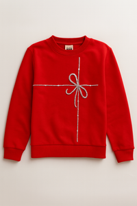 Limited Edition Hand Embroidery Gift Wrap Red Sweatshirt