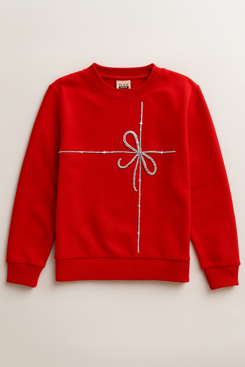Limited Edition Hand Embroidery Gift Wrap Red Sweatshirt