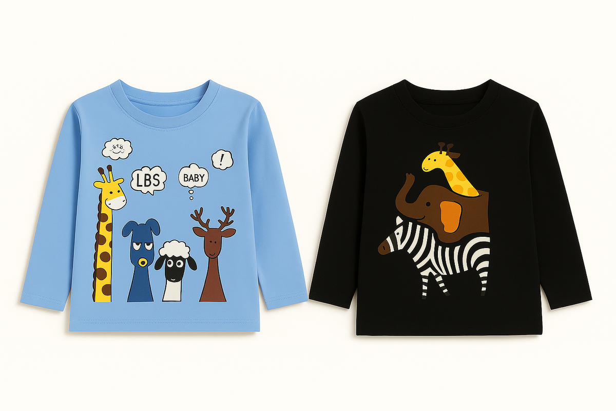 Boys Pack Of 2 Animal Shirt Black And Light Blue