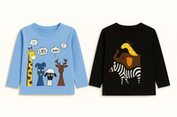 Boys Pack Of 2 Animal Shirt Black And Light Blue