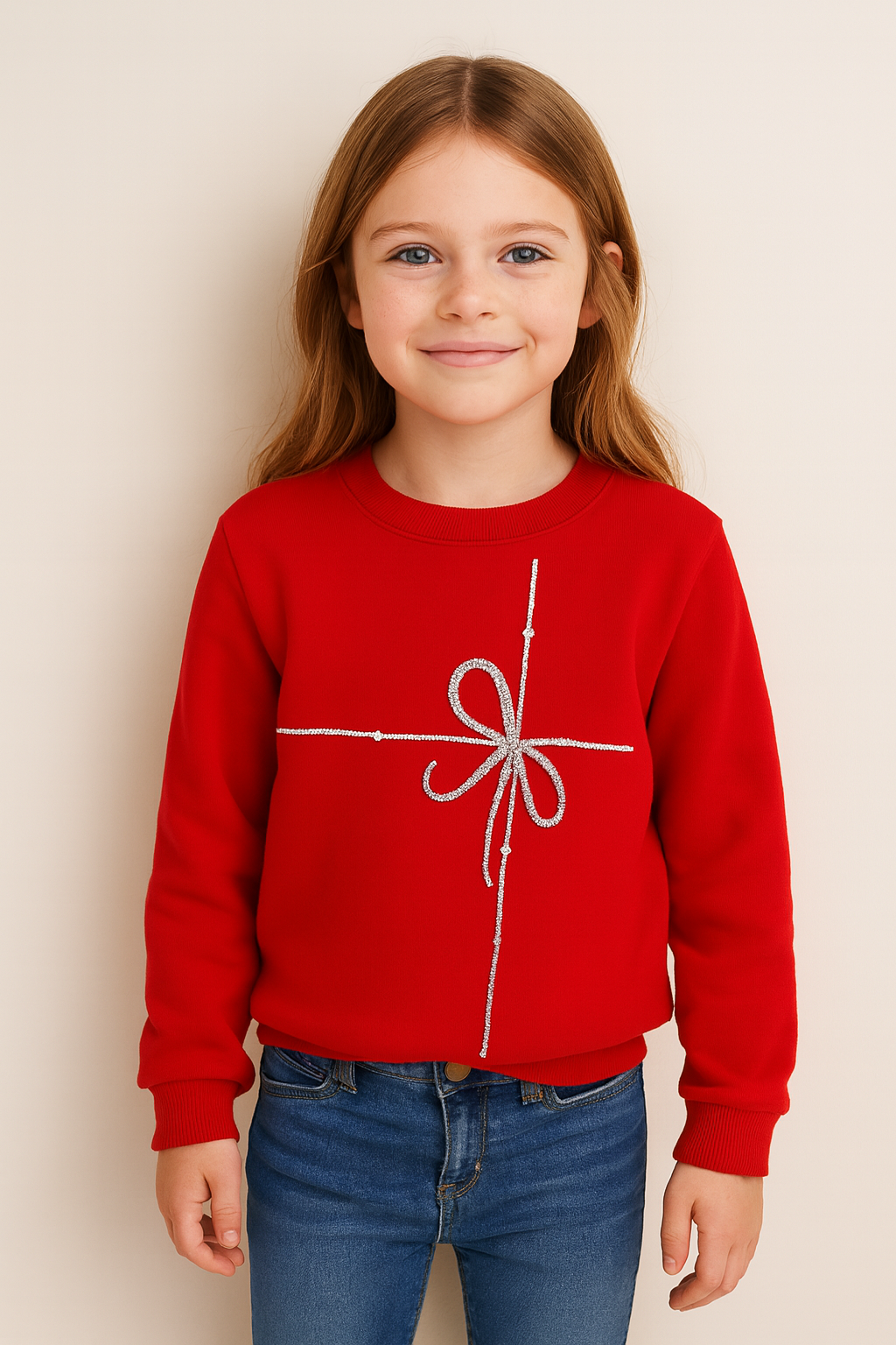 Limited Edition Hand Embroidery Gift Wrap Red Sweatshirt
