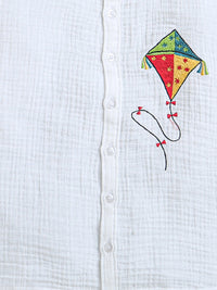White Kite Embroidery Boys Shirt