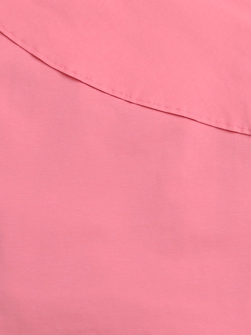 Pink one sided Sleeve Girls Stylish Top