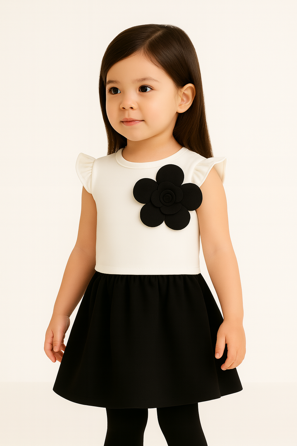 Girls  Elegant Big Flower Top & Skirt Co-Ord Set