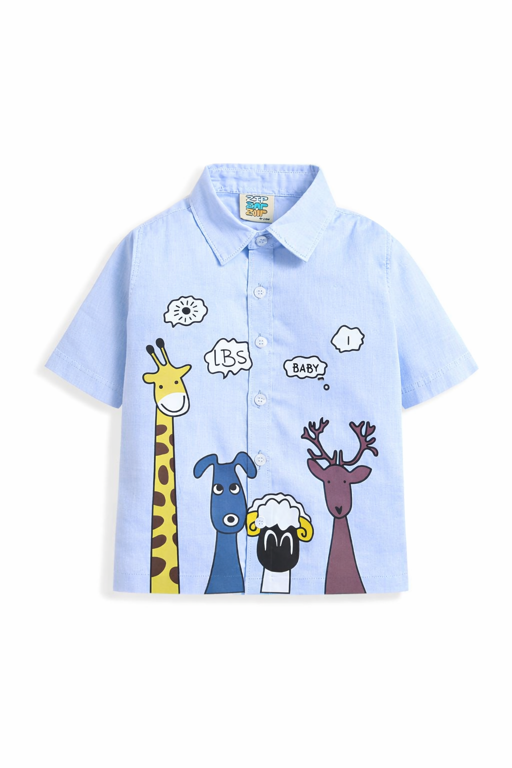 Zoo Squad Light Blue Shirt – Fun Animal Friends Half Sleeve Shirt for Kids