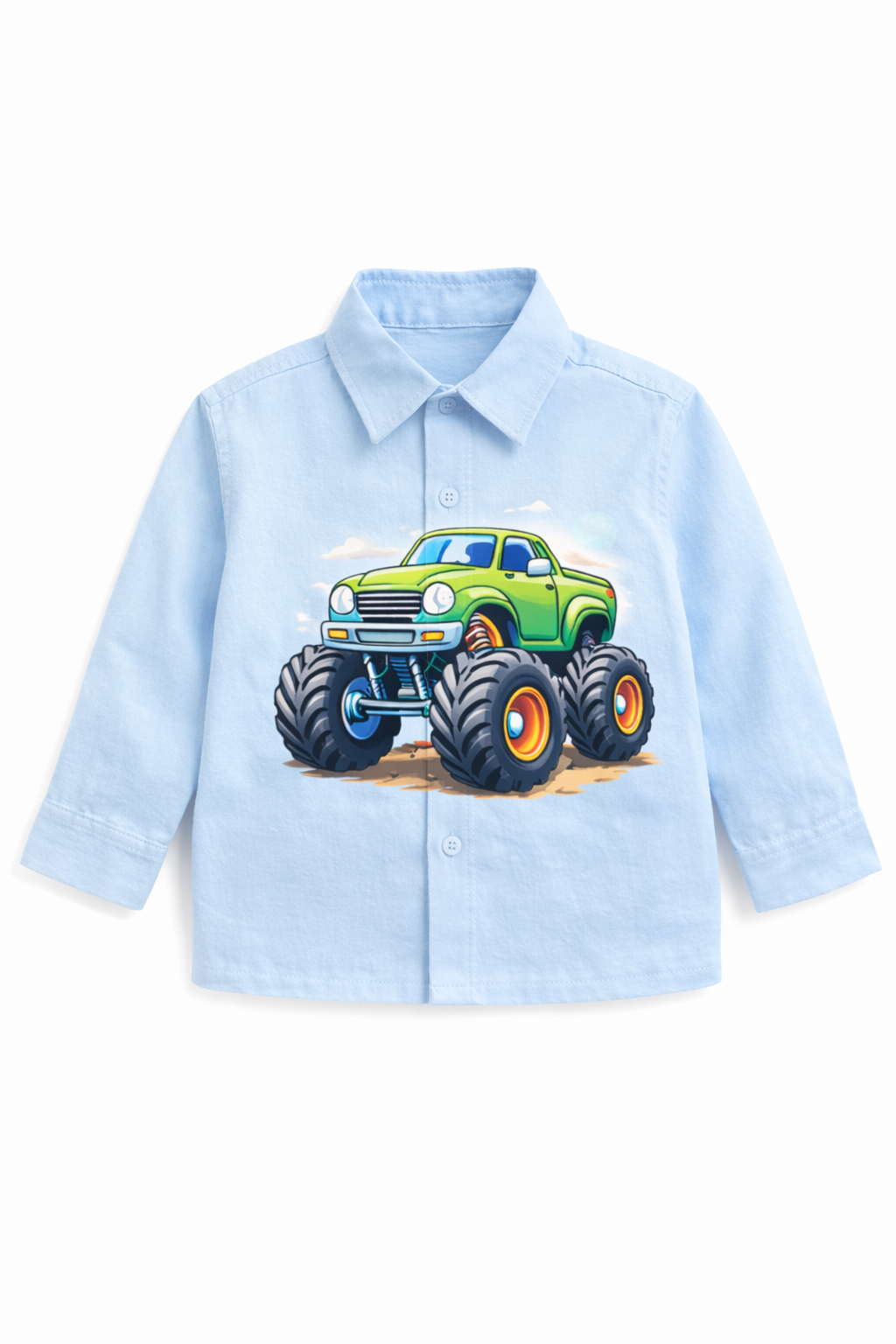 Light Blue Boys Big Monster Truck Shirt