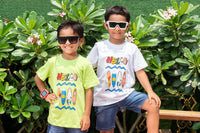 White & Neon Green Hello Print Boys T-Shirt