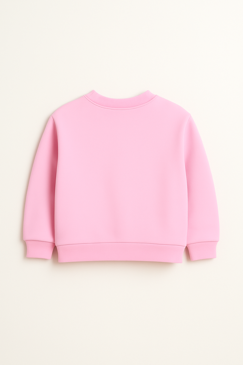 Cute Gold Heart Pink Cotton Knitted Sweatshirt