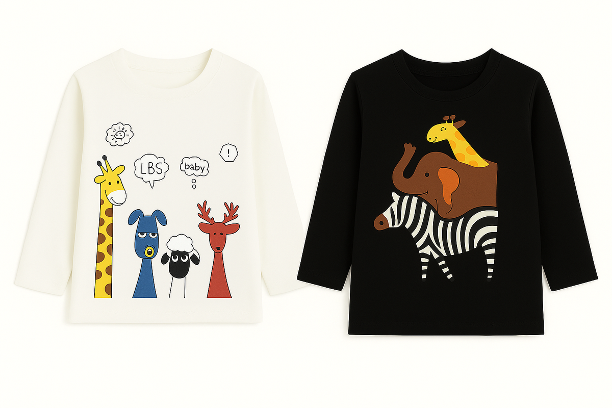 Boys Pack Of 2 Animal Shirt White And Black