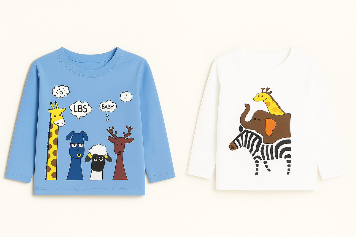 Boys Pack Of 2 Animal Shirt Light Blue And White