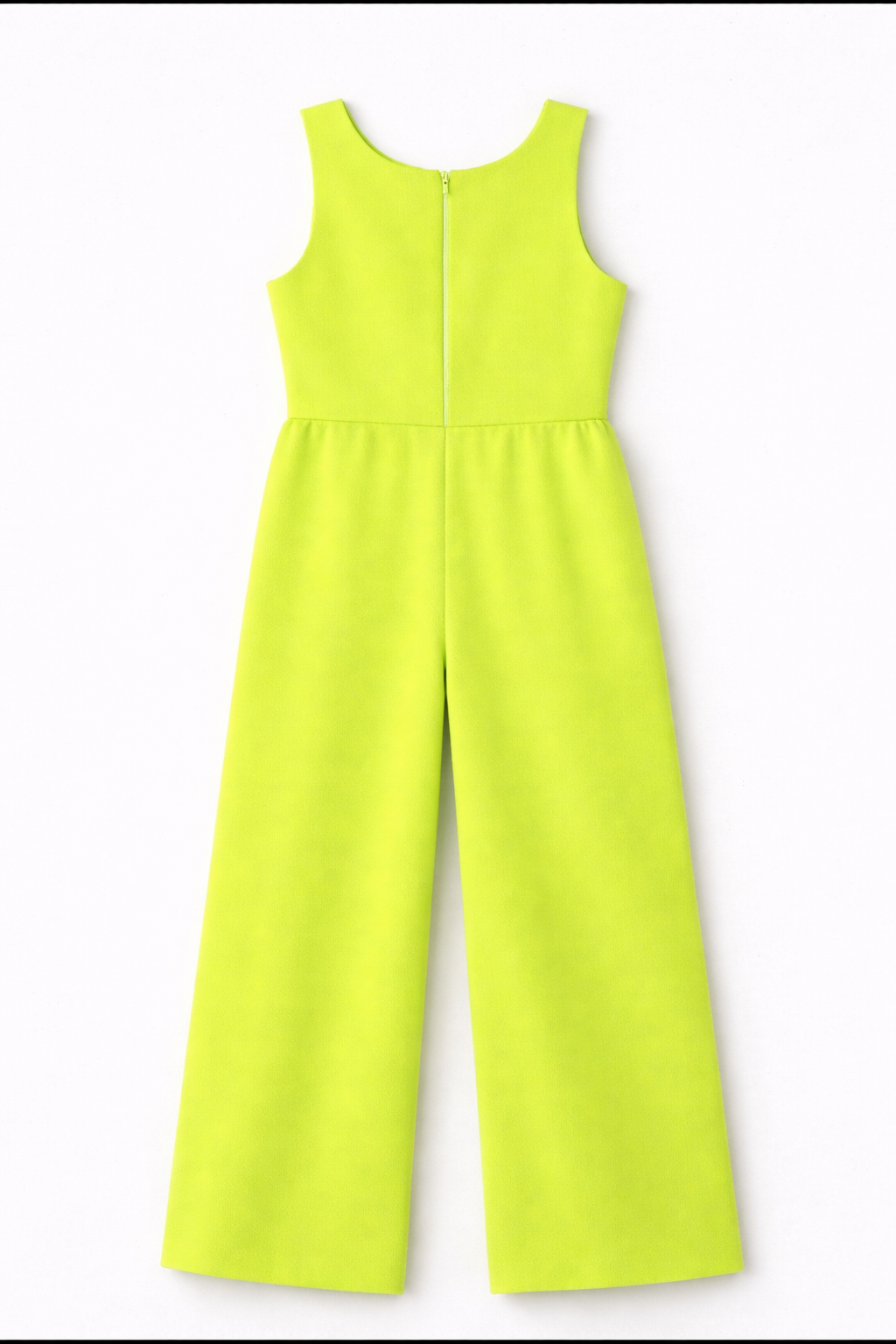 Neon Lime Statement Jumpsuit with Pink Flower Accent