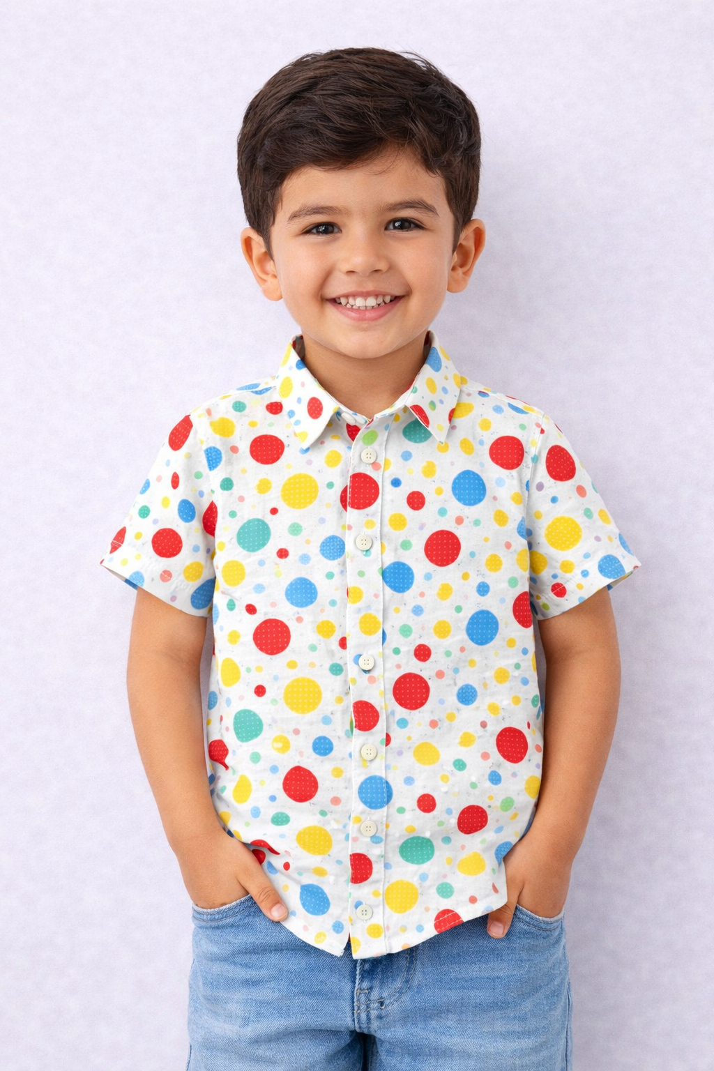 BOYS BIG DOT COLOURFUL SHIRT
