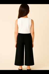 Girls Top & Pant Set With Big Accent Flower