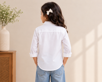 Bestseller Girls White Printed Ganpati Full Sleeve Cotton Shirt (Copy)