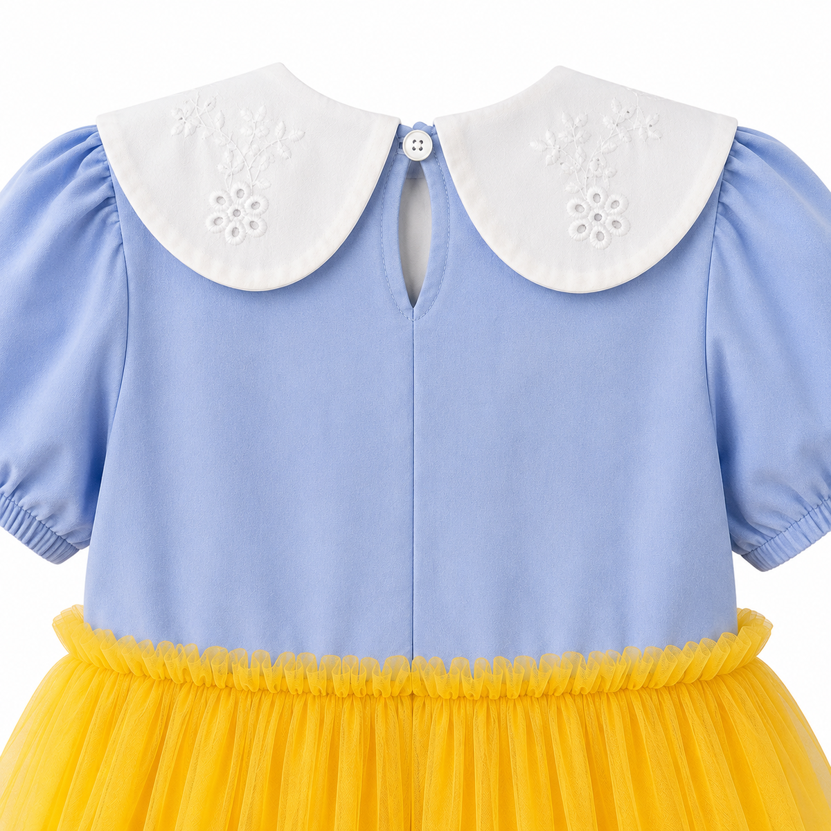 Girls Premium Cotton & Soft Net Tiered Dress with Apple Embroidery